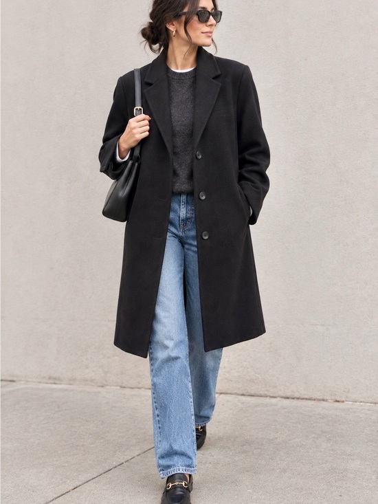 Uniqlo Jackets & Blazers - Uniqlo Black Wool-Blend Single-Breasted Overcoat - Women’s Small